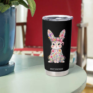 Cute Floral Easter Bunny Graphic Tumbler Cup Adorable Spring Rabbit with Flowers Pastel Aesthetic Gift TS02 Print Your Wear