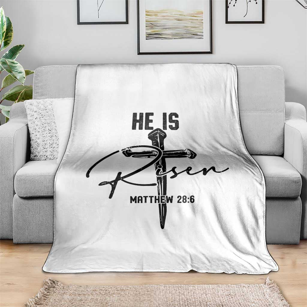 He Is Risen Matthew 28:6 Christian Easter Throw Blanket Nail Cross Faith Religious Inspirational Gift TS02 Print Your Wear