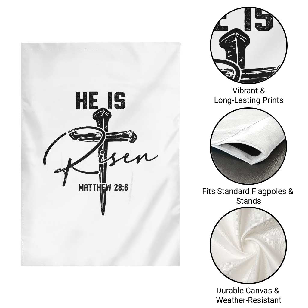 He Is Risen Matthew 28:6 Christian Easter Garden Flag Nail Cross Faith Religious Inspirational Gift TS02 Print Your Wear