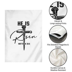 He Is Risen Matthew 28:6 Christian Easter Garden Flag Nail Cross Faith Religious Inspirational Gift TS02 Print Your Wear