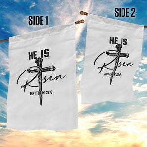 He Is Risen Matthew 28:6 Christian Easter Garden Flag Nail Cross Faith Religious Inspirational Gift TS02 Print Your Wear