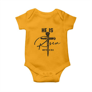 He Is Risen Matthew 28:6 Christian Easter Baby Onesie Nail Cross Faith Religious Inspirational Gift TS02 Gold Print Your Wear