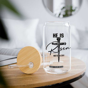 He Is Risen Matthew 28:6 Christian Easter Glass Can Nail Cross Faith Religious Inspirational Gift TS02 Print Your Wear