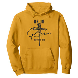 He Is Risen Matthew 28:6 Christian Easter Hoodie Nail Cross Faith Religious Inspirational Gift TS02 Gold Print Your Wear