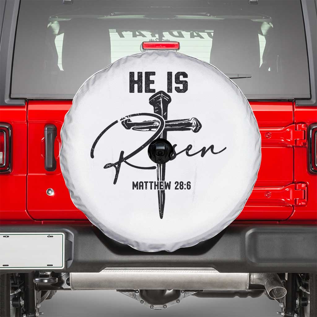 He Is Risen Matthew 28:6 Christian Easter Spare Tire Cover Nail Cross Faith Religious Inspirational Gift TS02 White Print Your Wear
