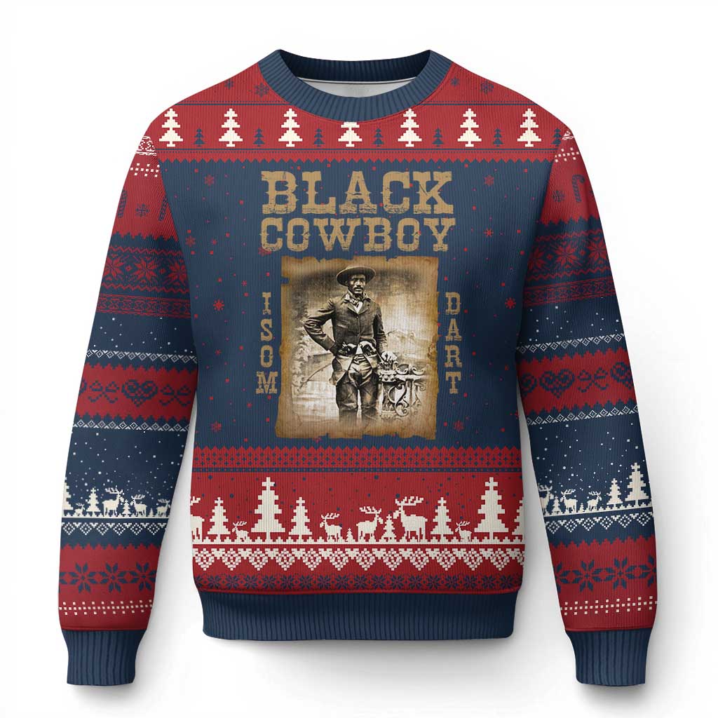 Isom Dart Ugly Christmas Sweater Black Cowboy Western Legend Vintage TS02 Navy Red Print Your Wear