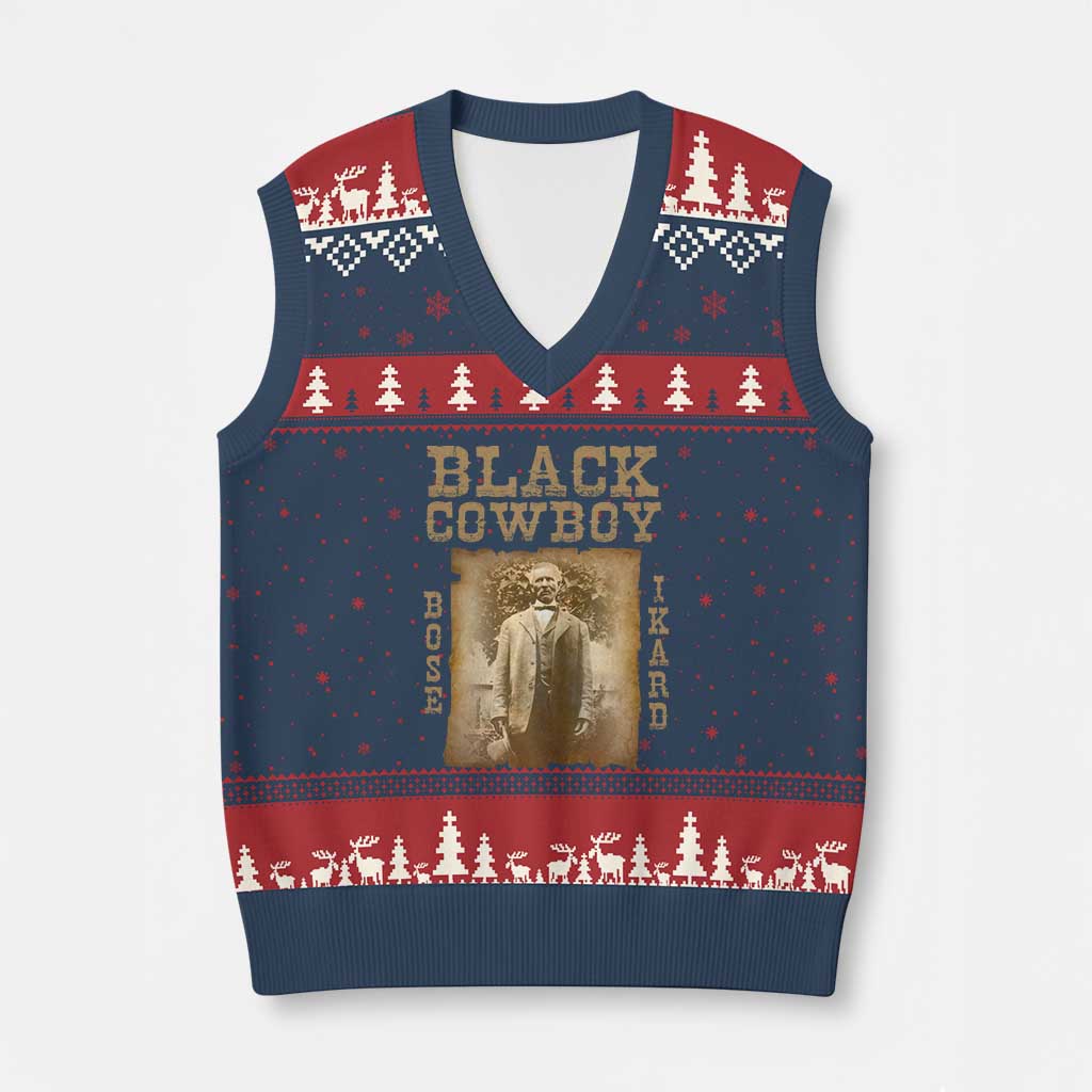 Bose Ikard V-Neck Knit Sweater Vest Black Cowboy Western Legend Vintage TS02 Navy Red Print Your Wear