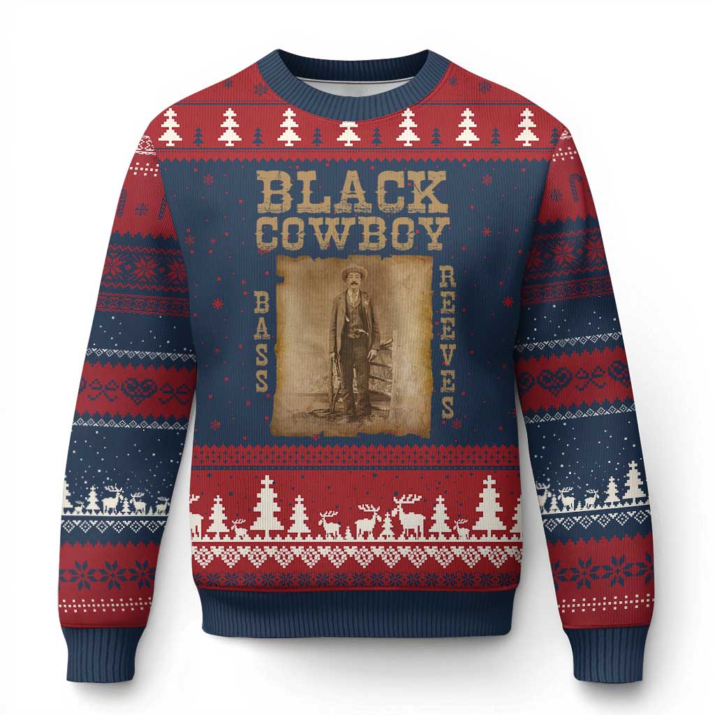 Bass Reeves Ugly Christmas Sweater Black Cowboy Western Legend Vintage TS02 Navy Red Print Your Wear