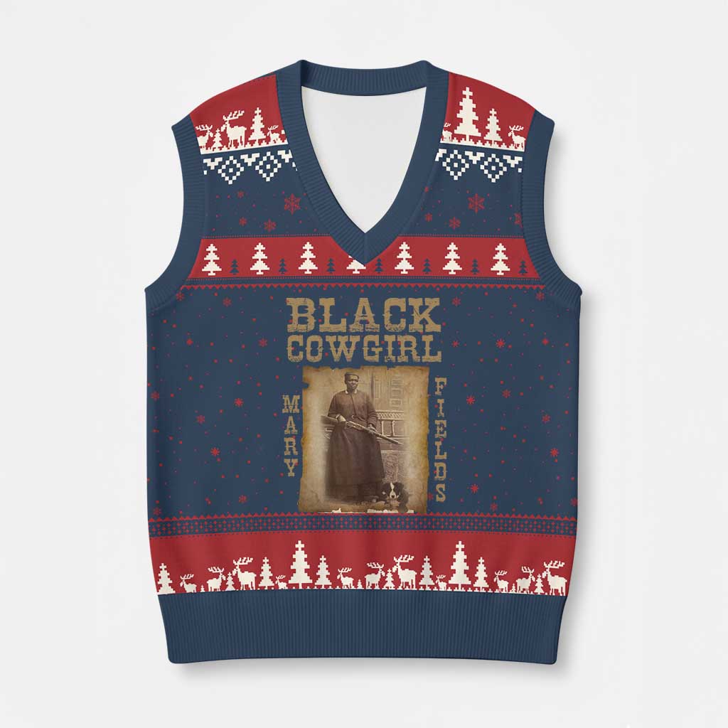 Mary Fields V-Neck Knit Sweater Vest Black Cowgirl Pioneer Western Legend Vintage TS02 Navy Red Print Your Wear