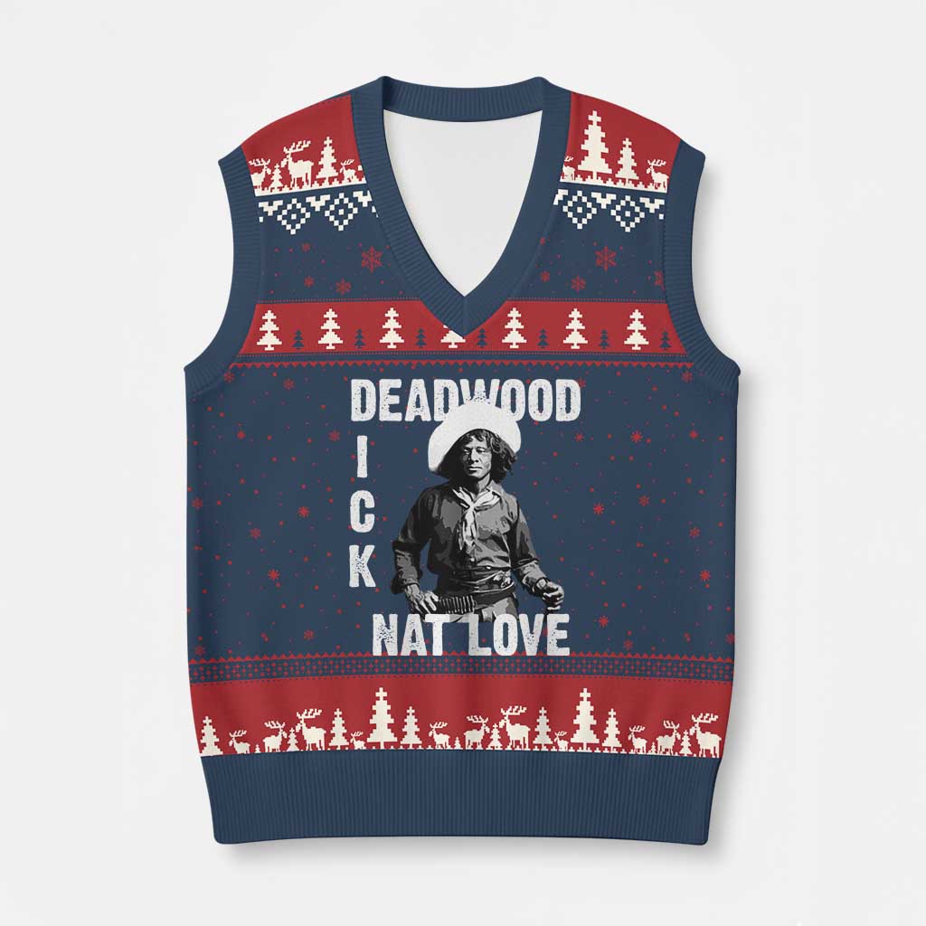 Nat Love V-Neck Knit Sweater Vest Deadwood Dick Black Cowboy Western Legend Vintage TS02 Navy Red Print Your Wear