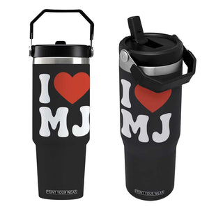 I Heart MJ Classic Graphic Tribute Flip Straw Tumbler Love Pop Legend Iconic Culture Music Fan Favor TS02 One Size: 30 oz Black Print Your Wear