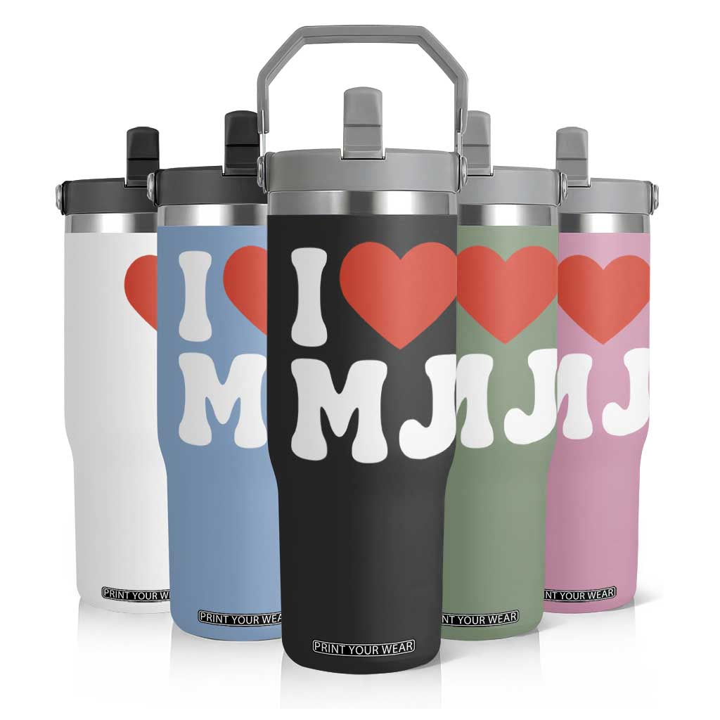 I Heart MJ Classic Graphic Tribute Flip Straw Tumbler Love Pop Legend Iconic Culture Music Fan Favor TS02 Print Your Wear
