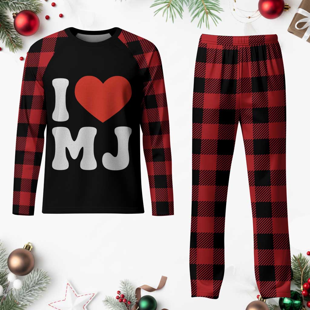 I Heart MJ Classic Graphic Tribute Plaid Pajama Set Love Pop Legend Iconic Culture Music Fan Favor TS02 Buffalo Plaid Print Your Wear