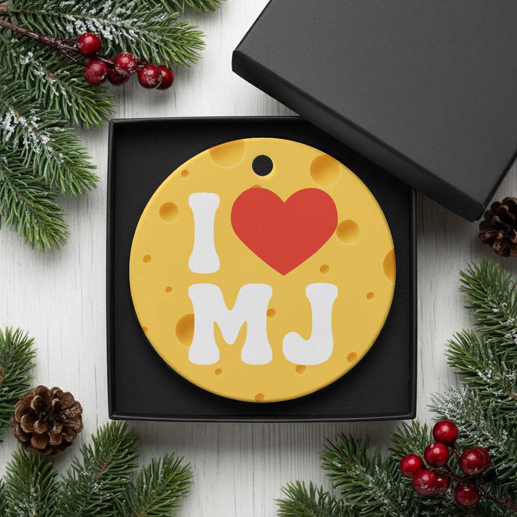 I Heart MJ Classic Graphic Tribute Ceramic Ornament Love Pop Legend Iconic Culture Music Fan Favor TS02 1pc Yellow Cheese Print Your Wear