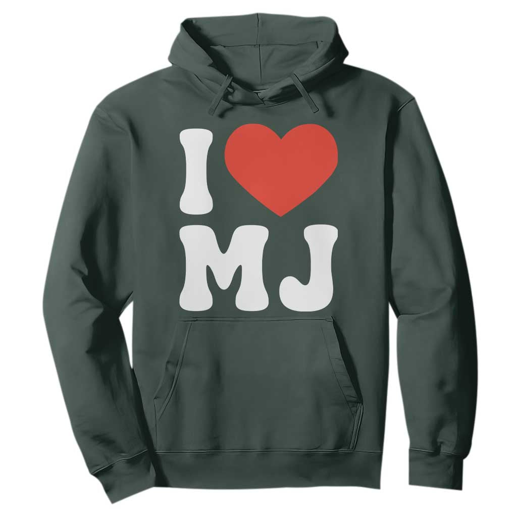 I Heart MJ Classic Graphic Tribute Hoodie Love Pop Legend Iconic Culture Music Fan Favor TS02 Dark Forest Green Print Your Wear