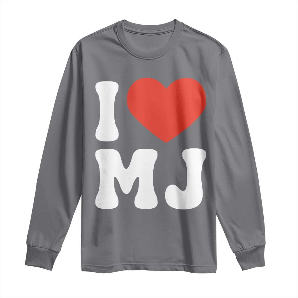 I Heart MJ Classic Graphic Tribute Long Sleeve Shirt Love Pop Legend Iconic Culture Music Fan Favor TS02 Charcoal Print Your Wear