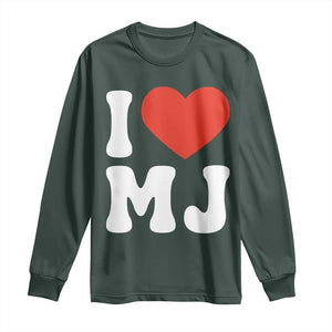 I Heart MJ Classic Graphic Tribute Long Sleeve Shirt Love Pop Legend Iconic Culture Music Fan Favor TS02 Dark Forest Green Print Your Wear
