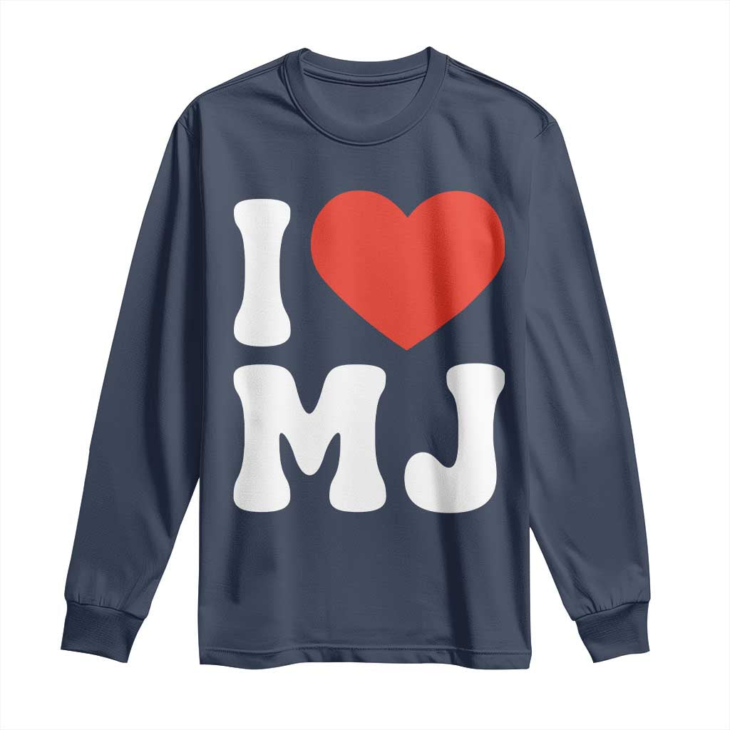 I Heart MJ Classic Graphic Tribute Long Sleeve Shirt Love Pop Legend Iconic Culture Music Fan Favor TS02 Navy Print Your Wear