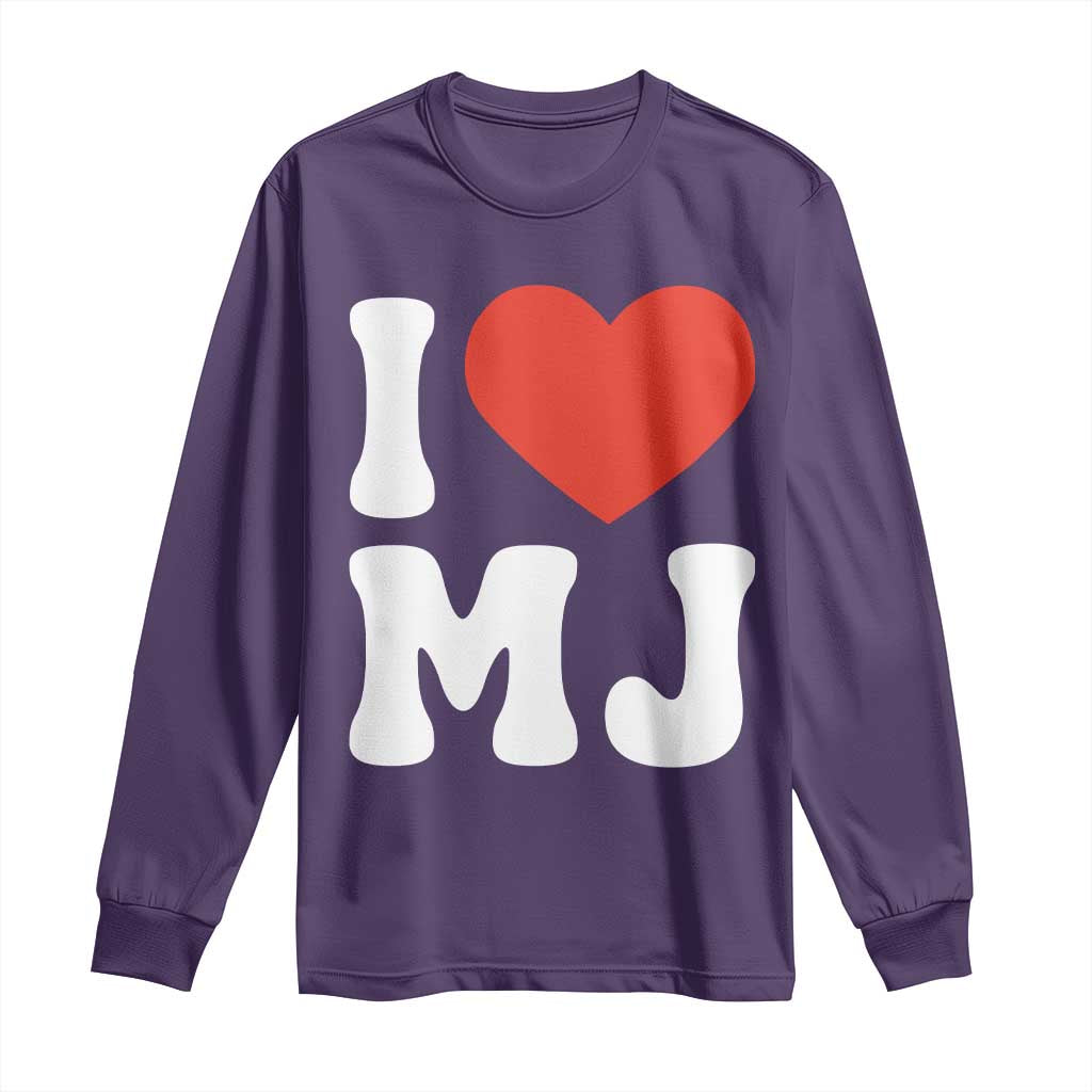 I Heart MJ Classic Graphic Tribute Long Sleeve Shirt Love Pop Legend Iconic Culture Music Fan Favor TS02 Purple Print Your Wear