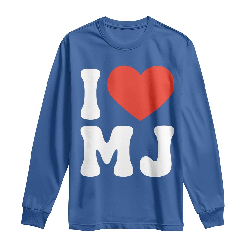 I Heart MJ Classic Graphic Tribute Long Sleeve Shirt Love Pop Legend Iconic Culture Music Fan Favor TS02 Royal Blue Print Your Wear