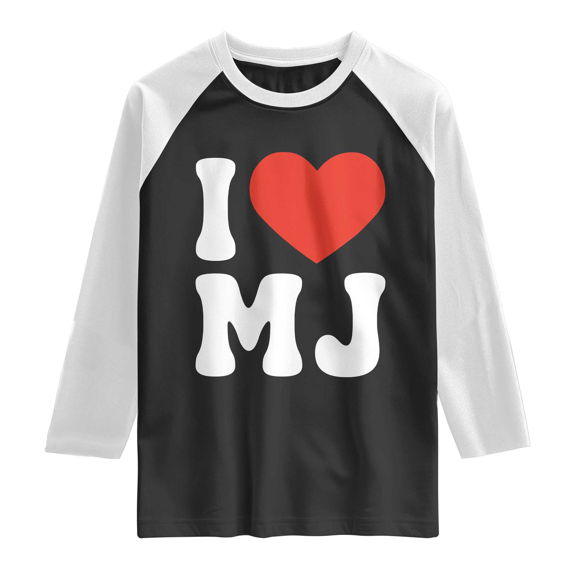 I Heart MJ Classic Graphic Tribute Raglan Shirt Love Pop Legend Iconic Culture Music Fan Favor TS02 Black White Print Your Wear