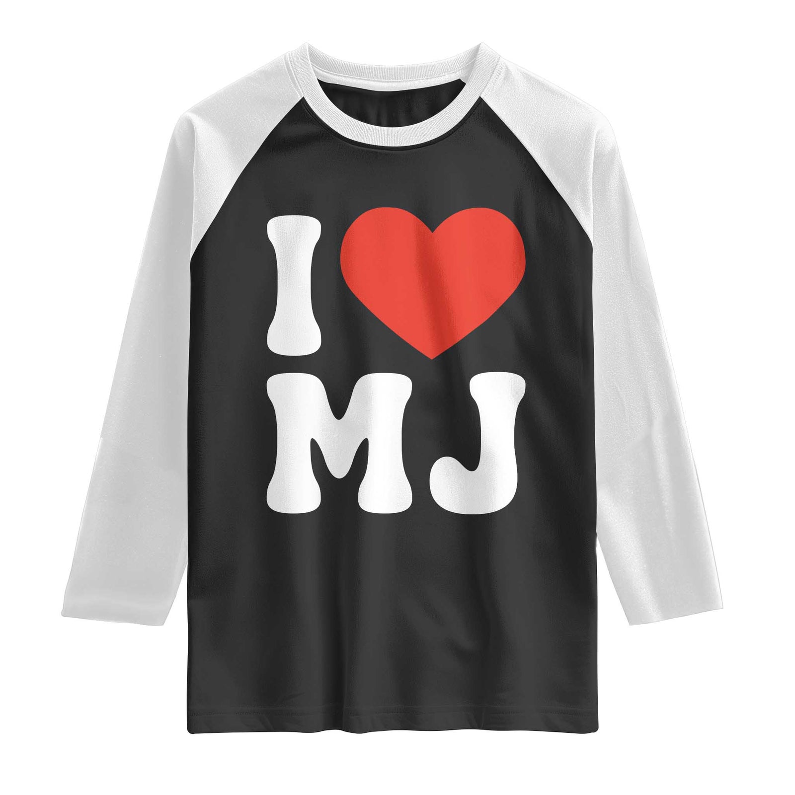 I Heart MJ Classic Graphic Tribute Raglan Shirt Love Pop Legend Iconic Culture Music Fan Favor TS02 Black White Print Your Wear