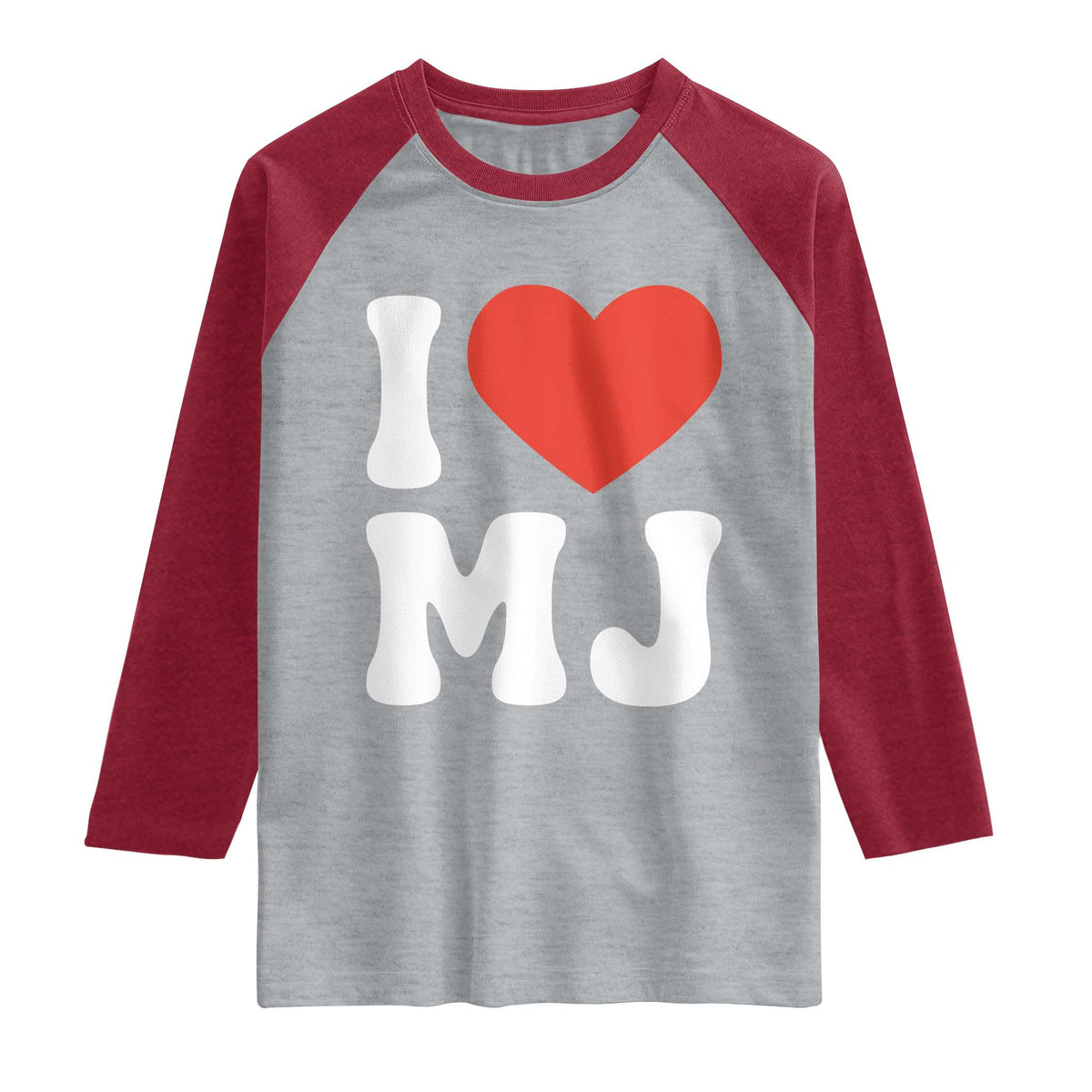 I Heart MJ Classic Graphic Tribute Raglan Shirt Love Pop Legend Iconic Culture Music Fan Favor TS02 Heather Gray Heather Red Print Your Wear