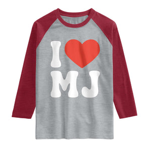 I Heart MJ Classic Graphic Tribute Raglan Shirt Love Pop Legend Iconic Culture Music Fan Favor TS02 Heather Gray Heather Red Print Your Wear
