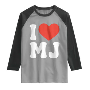 I Heart MJ Classic Graphic Tribute Raglan Shirt Love Pop Legend Iconic Culture Music Fan Favor TS02 Sport Gray Black Print Your Wear