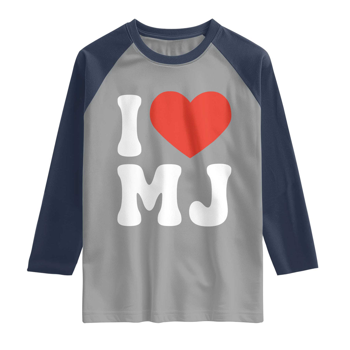 I Heart MJ Classic Graphic Tribute Raglan Shirt Love Pop Legend Iconic Culture Music Fan Favor TS02 Sport Gray Navy Print Your Wear