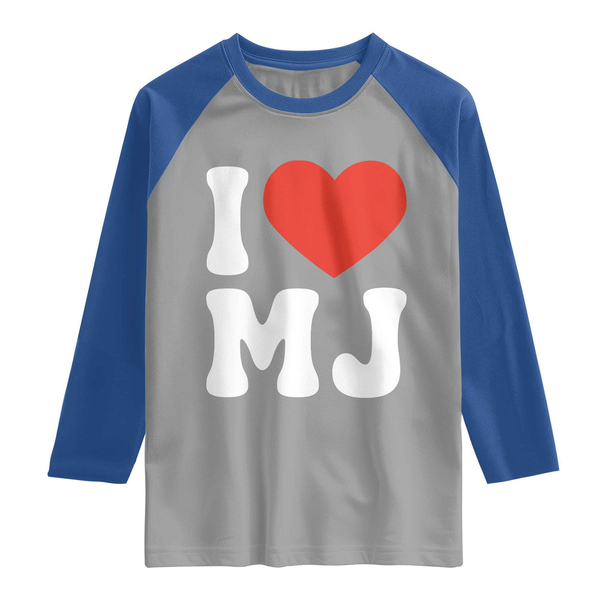 I Heart MJ Classic Graphic Tribute Raglan Shirt Love Pop Legend Iconic Culture Music Fan Favor TS02 Sport Gray Royal Print Your Wear