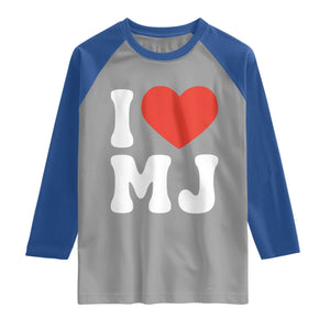 I Heart MJ Classic Graphic Tribute Raglan Shirt Love Pop Legend Iconic Culture Music Fan Favor TS02 Sport Gray Royal Print Your Wear