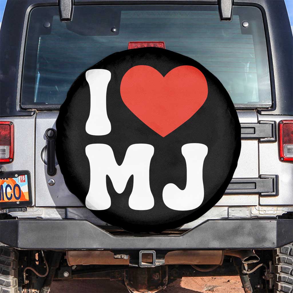 I Heart MJ Classic Graphic Tribute Spare Tire Cover Love Pop Legend Iconic Culture Music Fan Favor TS02 No hole Black Print Your Wear