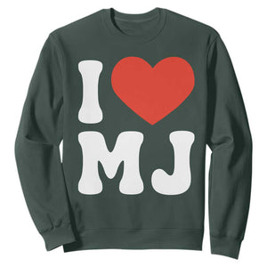 I Heart MJ Classic Graphic Tribute Sweatshirt Love Pop Legend Iconic Culture Music Fan Favor TS02 Dark Forest Green Print Your Wear
