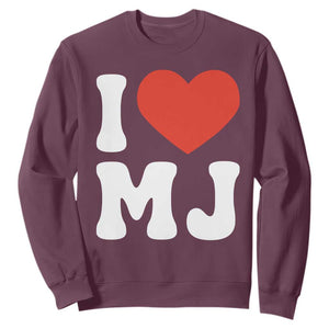 I Heart MJ Classic Graphic Tribute Sweatshirt Love Pop Legend Iconic Culture Music Fan Favor TS02 Maroon Print Your Wear