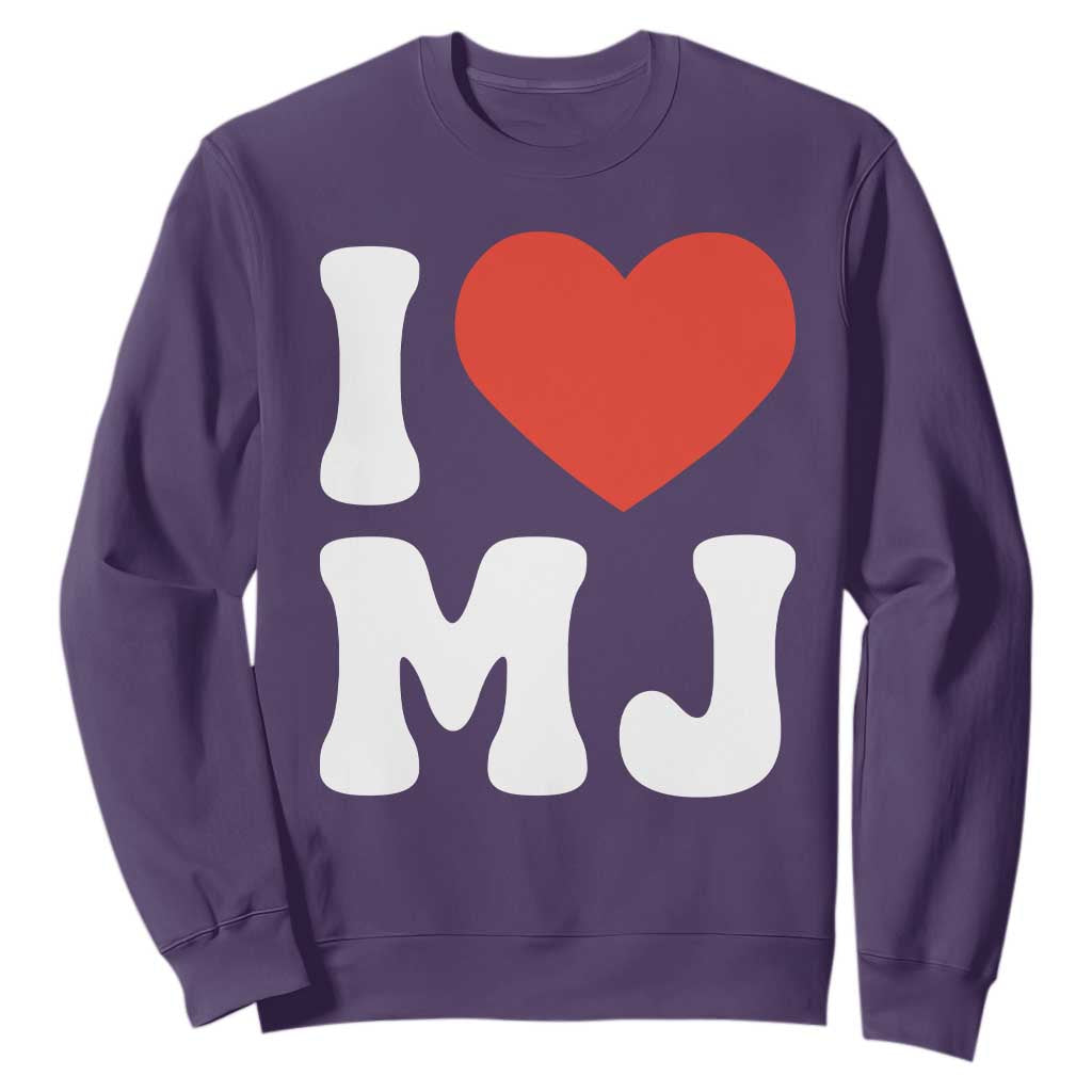 I Heart MJ Classic Graphic Tribute Sweatshirt Love Pop Legend Iconic Culture Music Fan Favor TS02 Purple Print Your Wear
