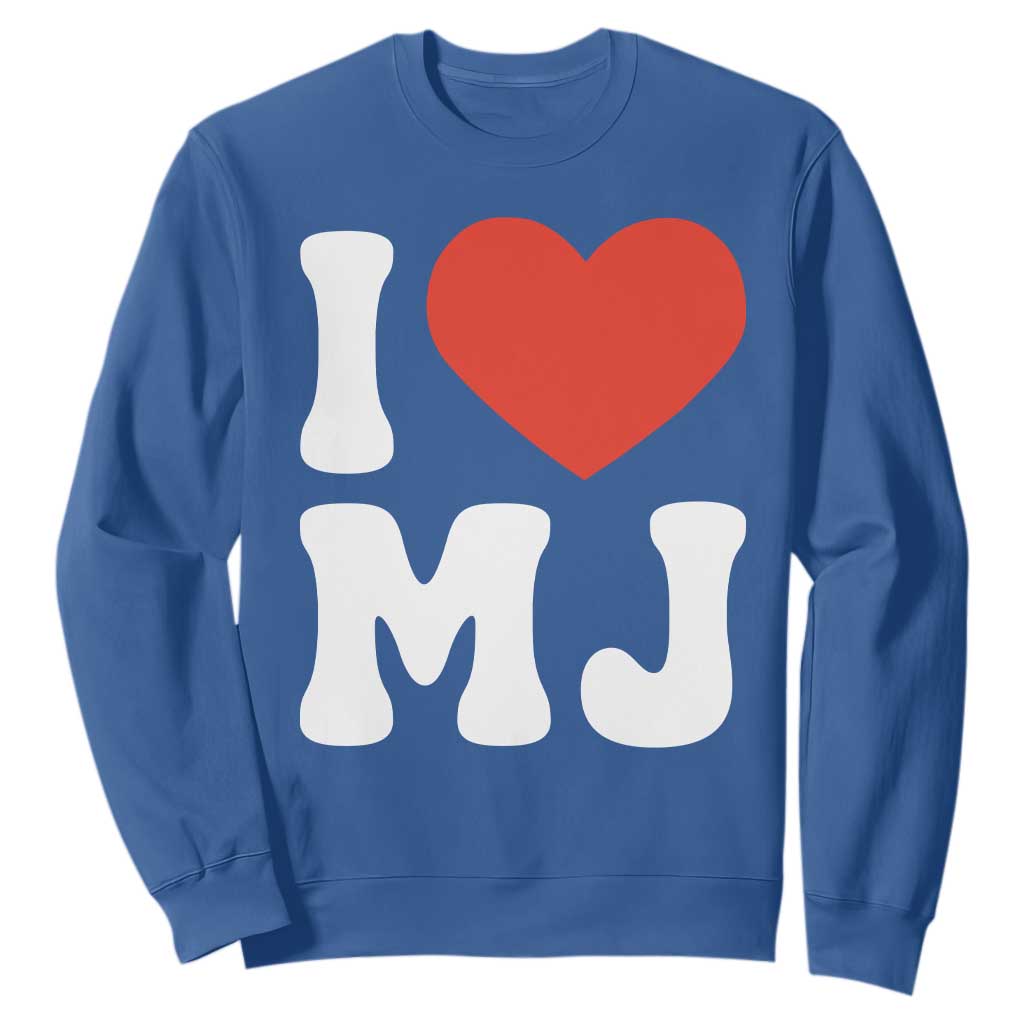 I Heart MJ Classic Graphic Tribute Sweatshirt Love Pop Legend Iconic Culture Music Fan Favor TS02 Royal Blue Print Your Wear