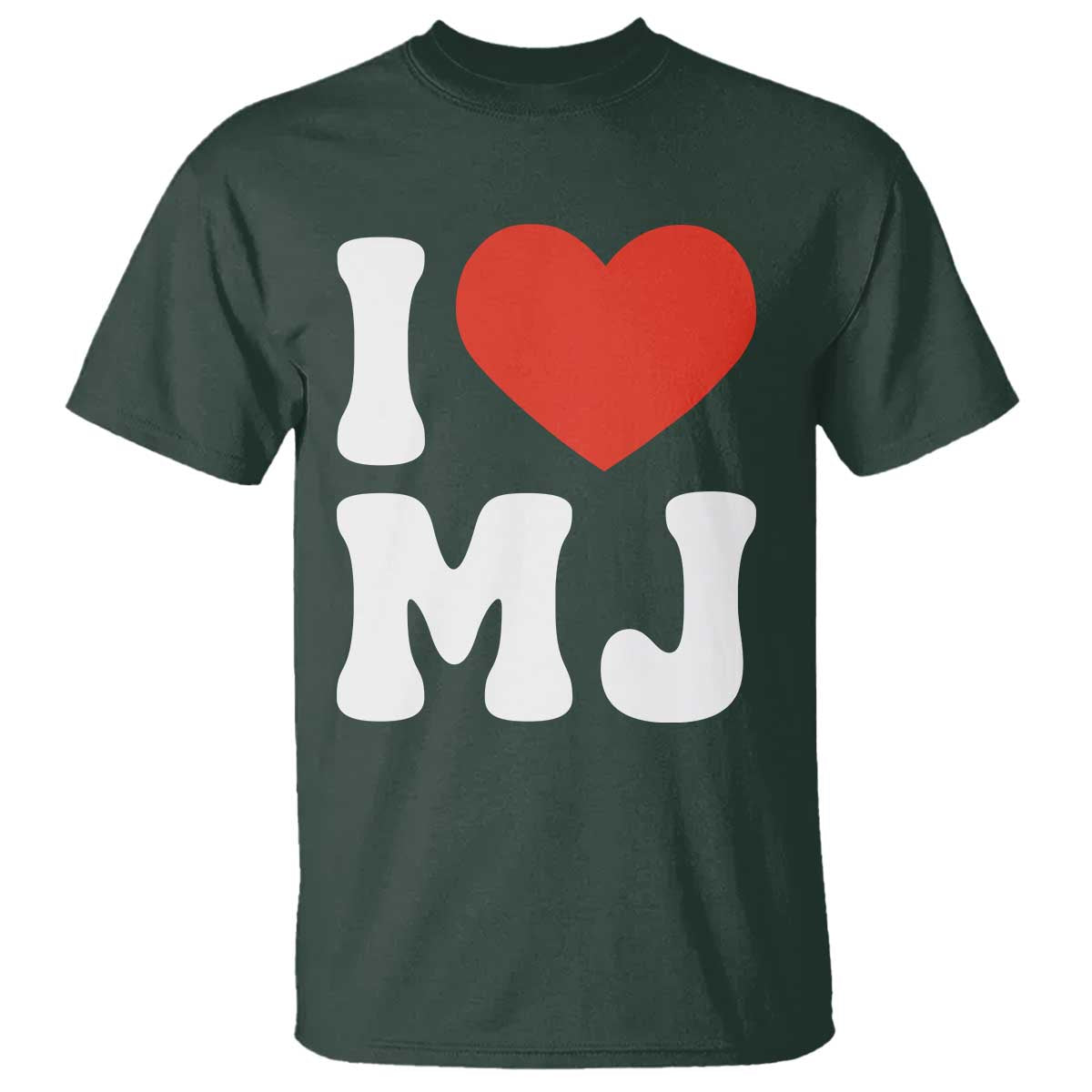 I Heart MJ Classic Graphic Tribute T Shirt Love Pop Legend Iconic Culture Music Fan Favor TS02 Dark Forest Green Print Your Wear