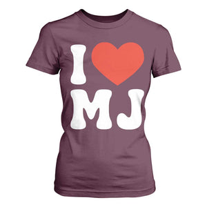 I Heart MJ Classic Graphic Tribute T Shirt For Women Love Pop Legend Iconic Culture Music Fan Favor TS02 Maroon Print Your Wear
