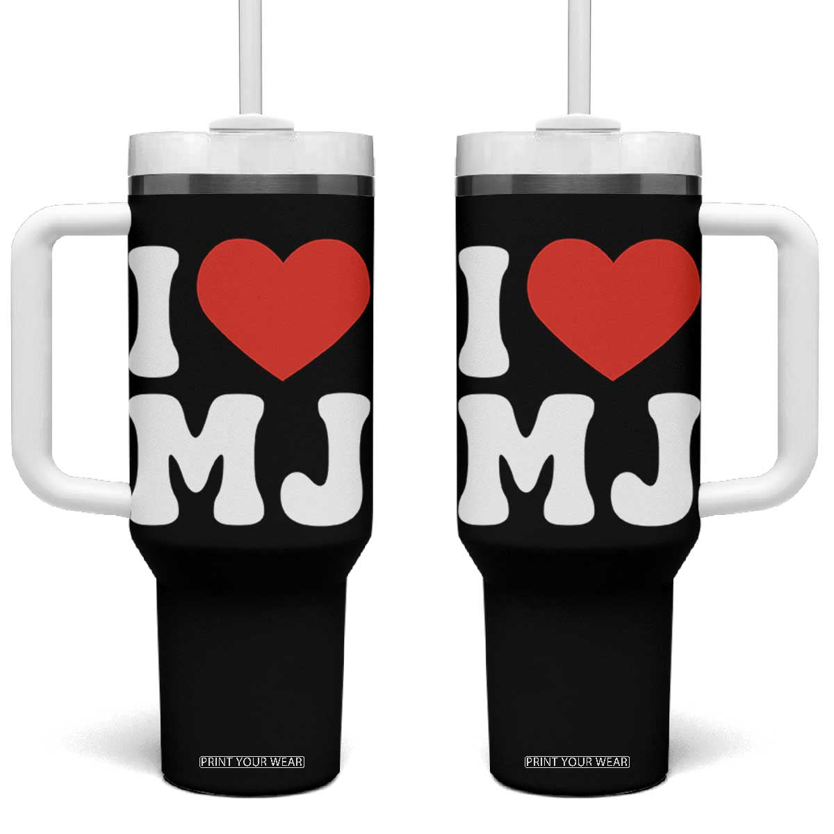 I Heart MJ Classic Graphic Tribute Tumbler With Handle Love Pop Legend Iconic Culture Music Fan Favor TS02 One Size: 40 oz Black Print Your Wear