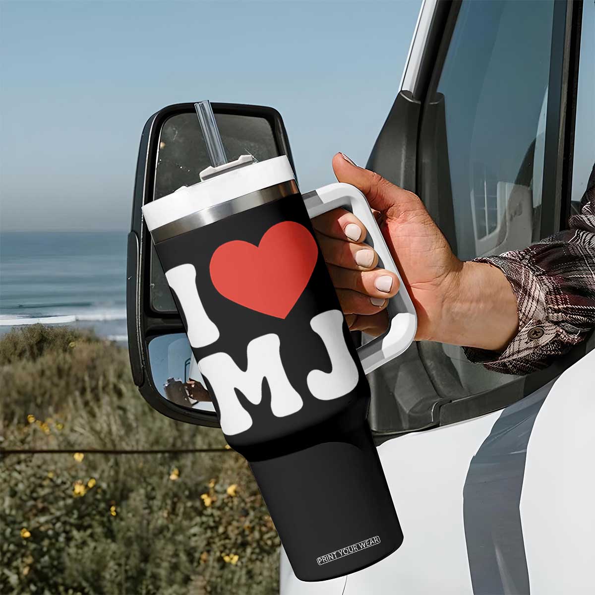 I Heart MJ Classic Graphic Tribute Tumbler With Handle Love Pop Legend Iconic Culture Music Fan Favor TS02 Print Your Wear