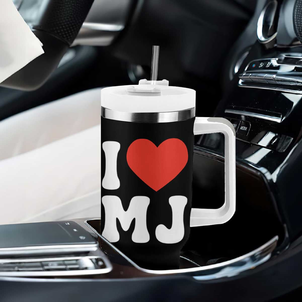 I Heart MJ Classic Graphic Tribute Tumbler With Handle Love Pop Legend Iconic Culture Music Fan Favor TS02 Print Your Wear