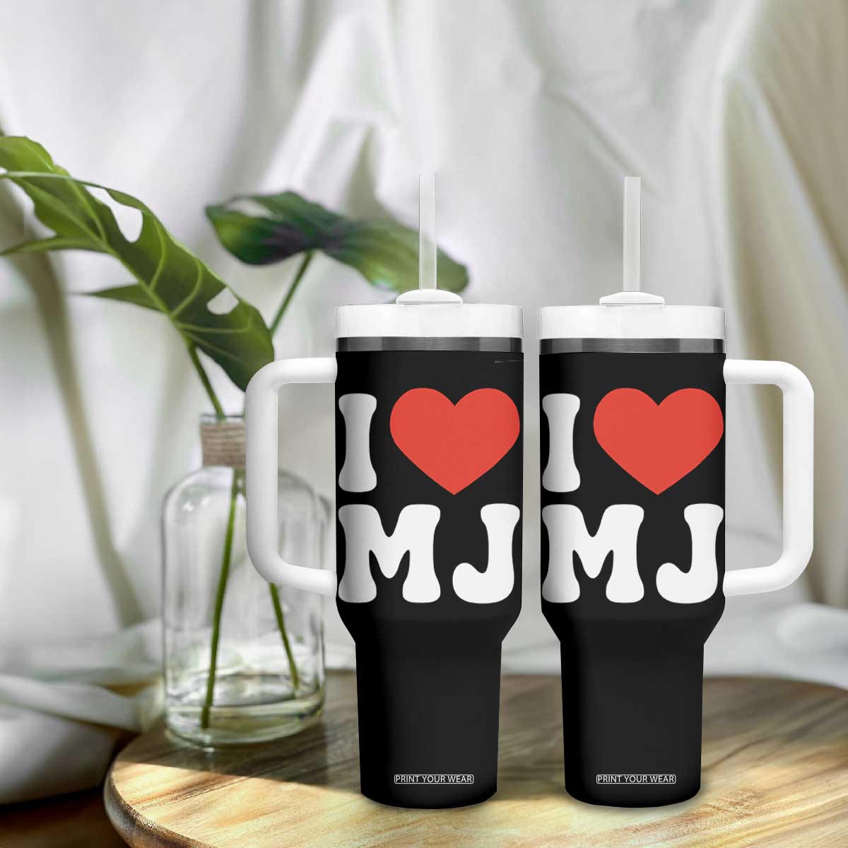 I Heart MJ Classic Graphic Tribute Tumbler With Handle Love Pop Legend Iconic Culture Music Fan Favor TS02 Print Your Wear