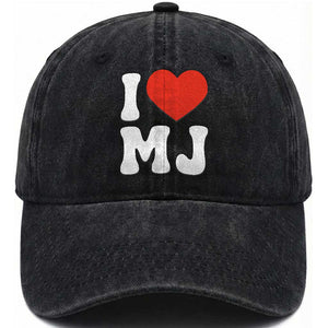 I Heart MJ Classic Graphic Tribute Washed Cotton Baseball Cap Love Pop Legend Iconic Culture Music Fan Favor TS02 Print Your Wear