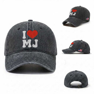 I Heart MJ Classic Graphic Tribute Washed Cotton Baseball Cap Love Pop Legend Iconic Culture Music Fan Favor TS02 Washed Cap Universal Fit Dark Gray Print Your Wear