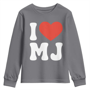 I Heart MJ Classic Graphic Tribute Youth Sweatshirt Love Pop Legend Iconic Culture Music Fan Favor TS02 Charcoal Print Your Wear