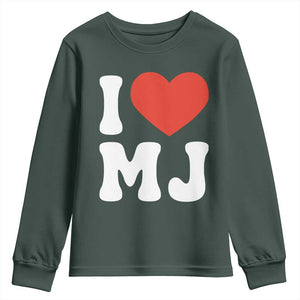 I Heart MJ Classic Graphic Tribute Youth Sweatshirt Love Pop Legend Iconic Culture Music Fan Favor TS02 Dark Forest Green Print Your Wear