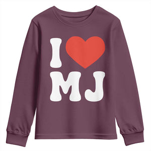 I Heart MJ Classic Graphic Tribute Youth Sweatshirt Love Pop Legend Iconic Culture Music Fan Favor TS02 Maroon Print Your Wear