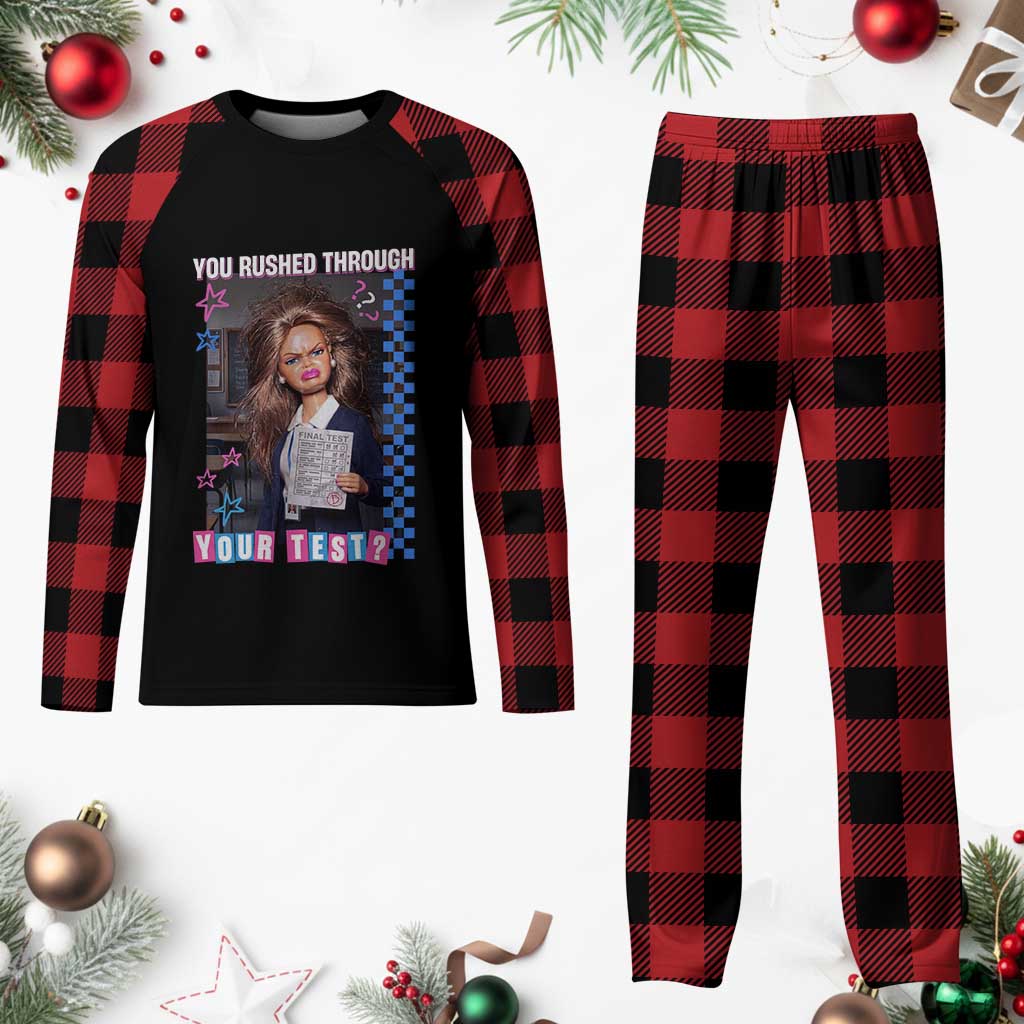 Sarcastic You Rushed Through Your Test Doll Meme Plaid Pajama Set Teacher Reaction Humor Final Exams TS02 Buffalo Plaid Print Your Wear