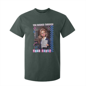 Sarcastic You Rushed Through Your Test Doll Meme T Shirt For Kid Teacher Reaction Humor Final Exams TS02 Dark Forest Green Print Your Wear